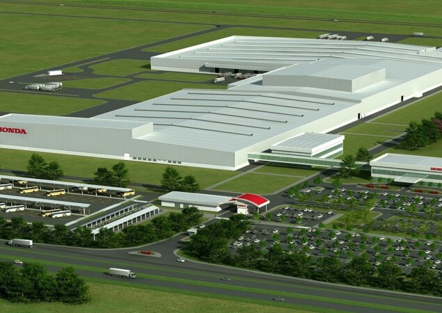 Perspectiva da nova fábrica da Honda em Itirapina (SP), que ficará pronta em 2015