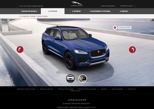 Com lançamento confirmado para 2016, o F-Pace já pode ser configurado