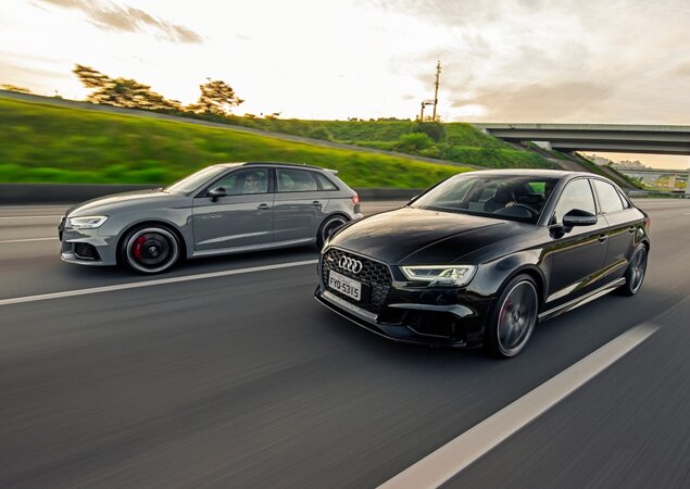 Novos Audi RS 3, Sportback (esq.) e Sedan (dir.) pelo mesmo preço